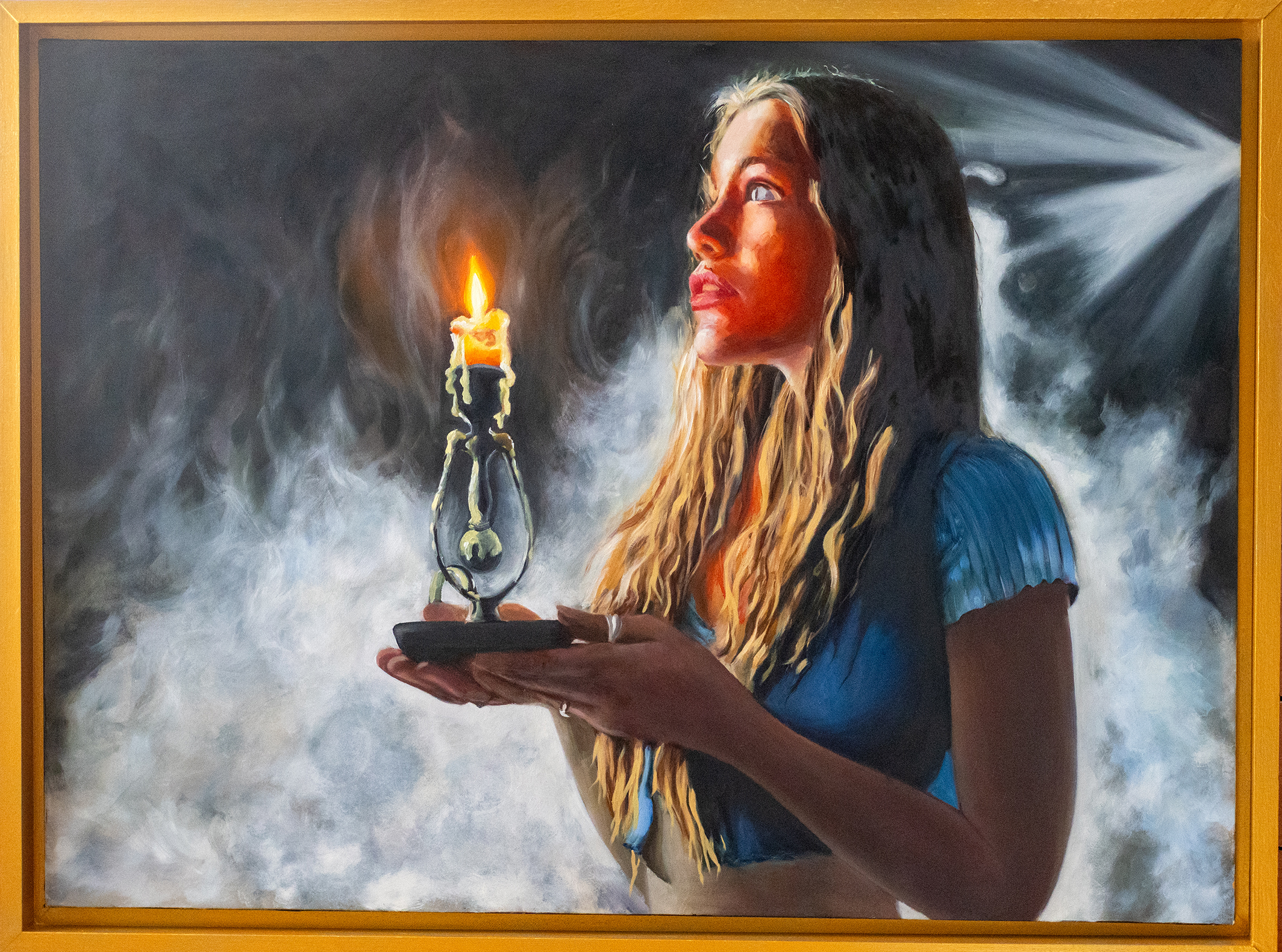 Joven-con-vela-en-la-bruma-100X73-OLEO-SOBRE-TELA