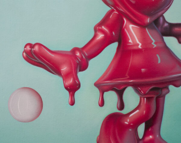 Sabrina-Milazzo-Bubble-Minnie-Pink-particolare-2-2025-olio-su-lino-cm-80x80-1