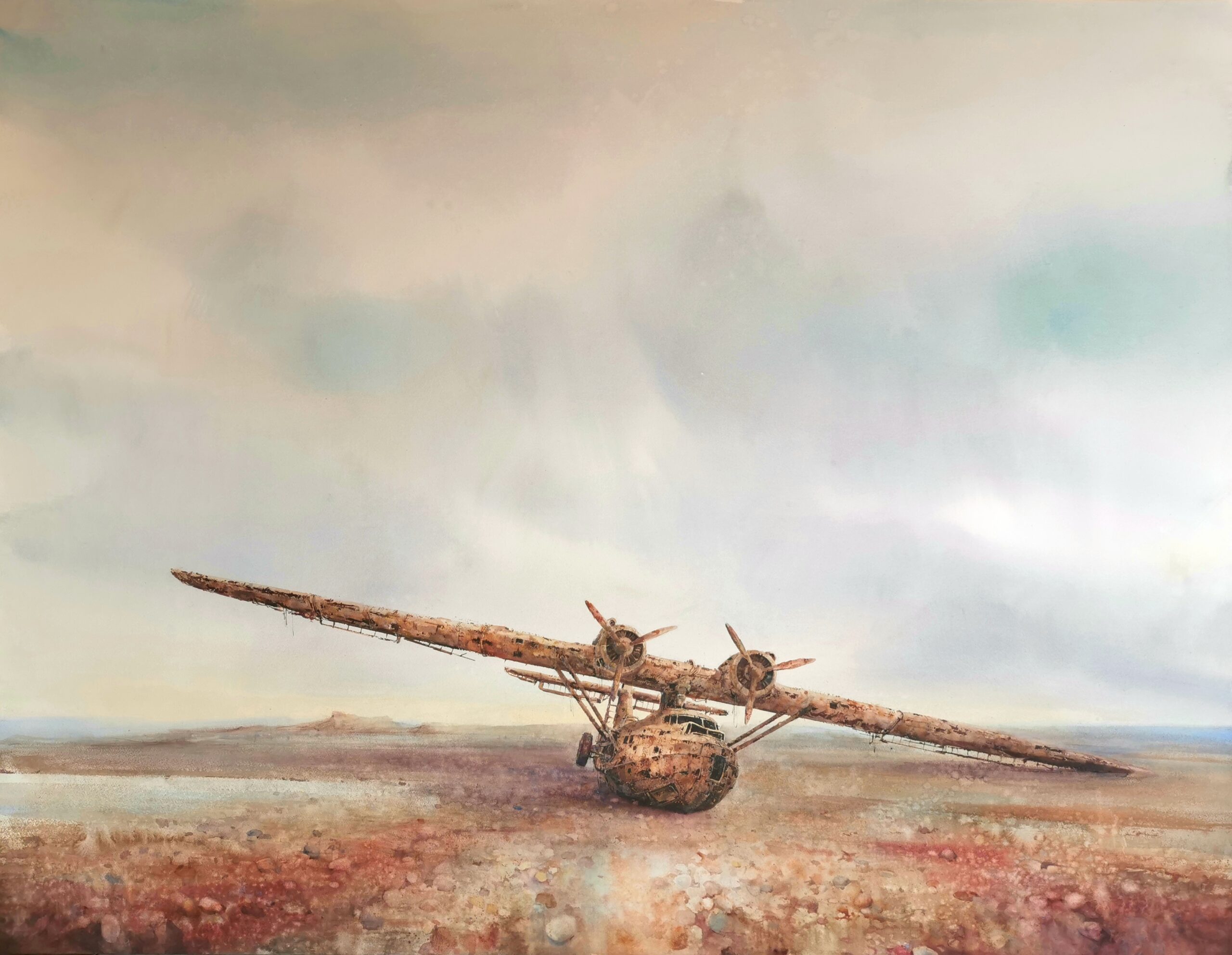 Juan-Saturio_Fallen_160x120cm_Acuarela_Detalle