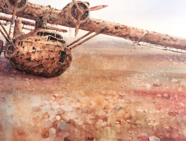 Juan-Saturio_Fallen_180x120cm_Acuarela_Detalle