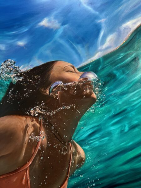 Golden-Ocean-Reflection-Towards-the-light-Self-portrait-crop-Oil-and-24-ct-of-goldleaf-on-aluminum-panel-100cm-x-50cm-40-x-20-inch-