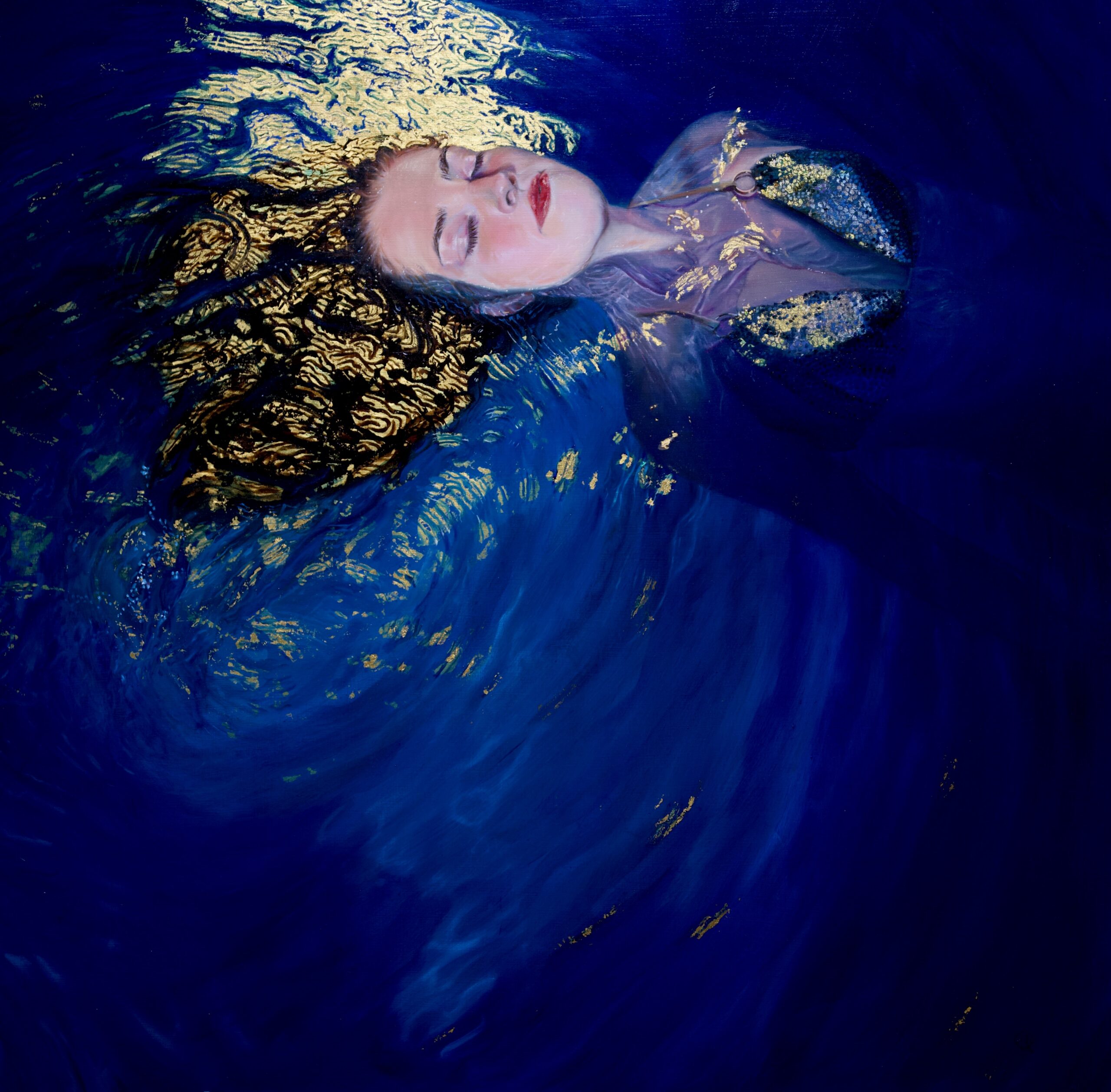 Golden-Ocean-Refelction-Floating-Oil-and-24ct-of-gold-leaf-on-aluminium-panel-80x80cm-Alexandra-Telgmann-1